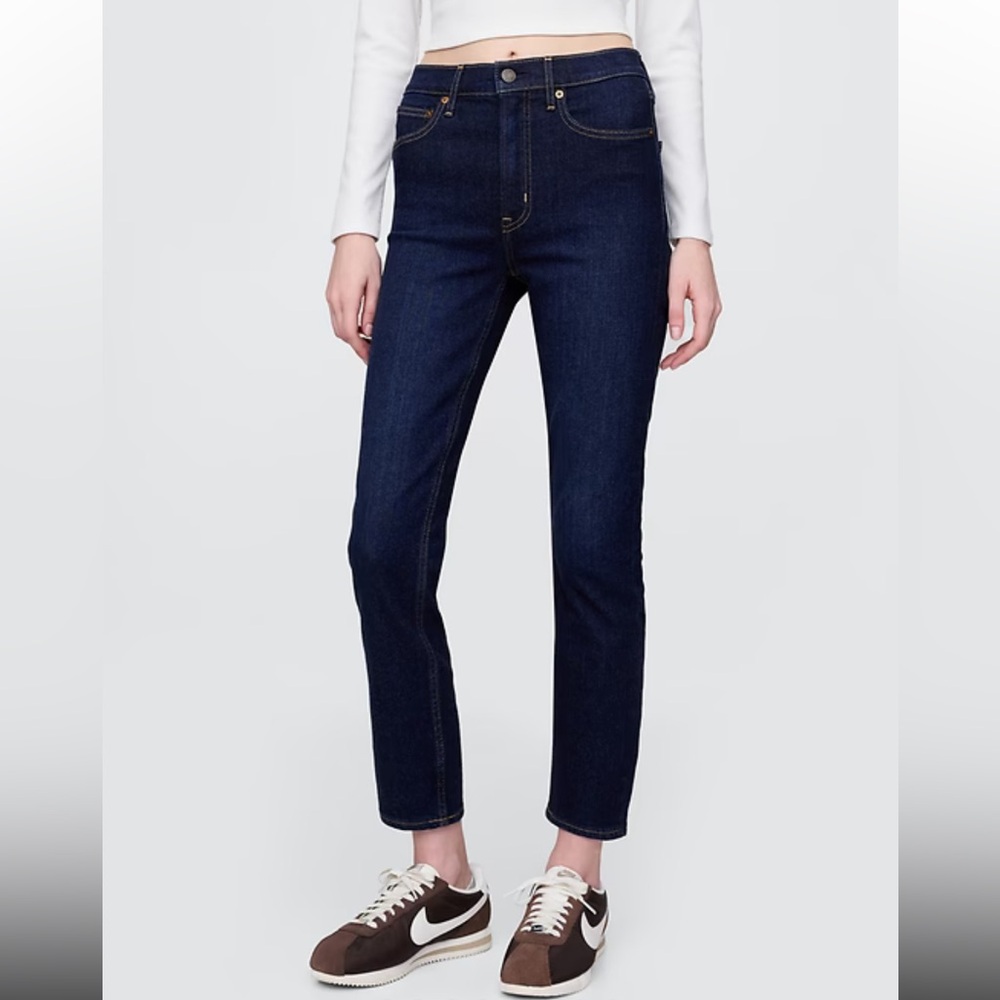 Gap High Rise Vintage Slim Jeans Dark Wash 30 10R Stretch Straight Denim